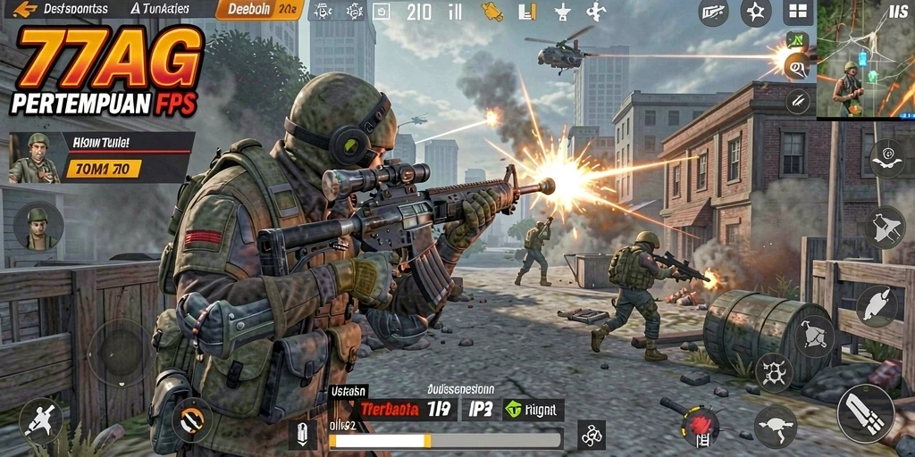 Gameplay seru dengan aksi tembak-menembak yang intens di 77AG.