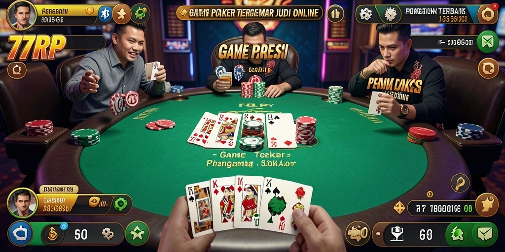 Tampilan gameplay poker yang seru di 77RP.
