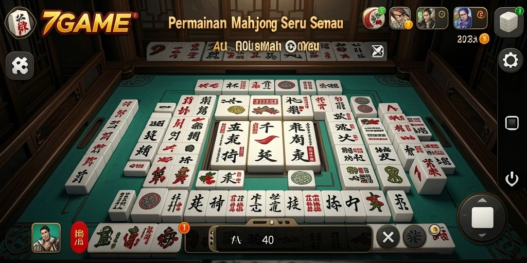 Tangkapan layar gameplay Mahjong di 7GAME menunjukkan keseruan bermain.