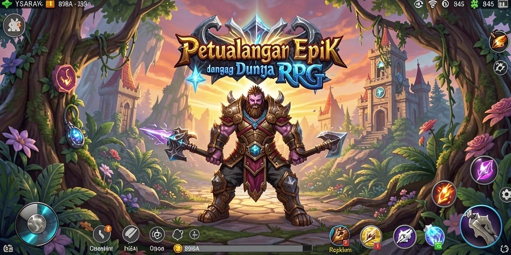 Tangkapan layar 898A menampilkan pertarungan seru di dunia RPG yang menawan.