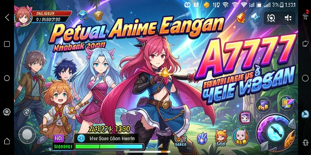 Tampilan gameplay A7777 dengan karakter anime yang beraksi.