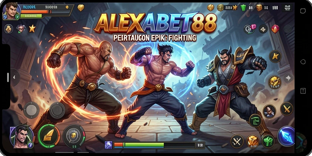 Tampilan gameplay ALEXABET88 dengan pertarungan yang mendebarkan.
