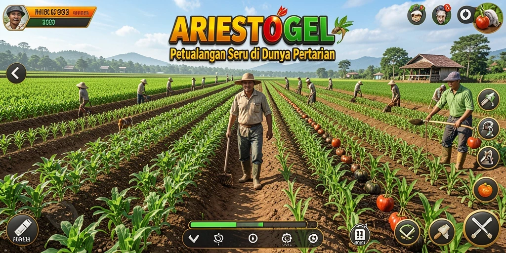 Tangkapan layar menunjukkan gameplay farming yang seru dan interaktif.