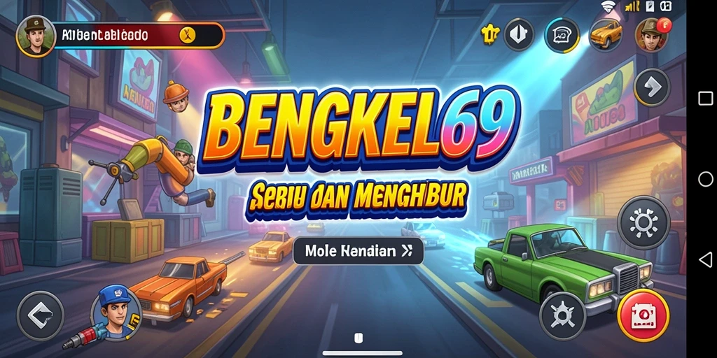 Tampilan gameplay menantang BENGKEL69 yang seru dan mendebarkan.