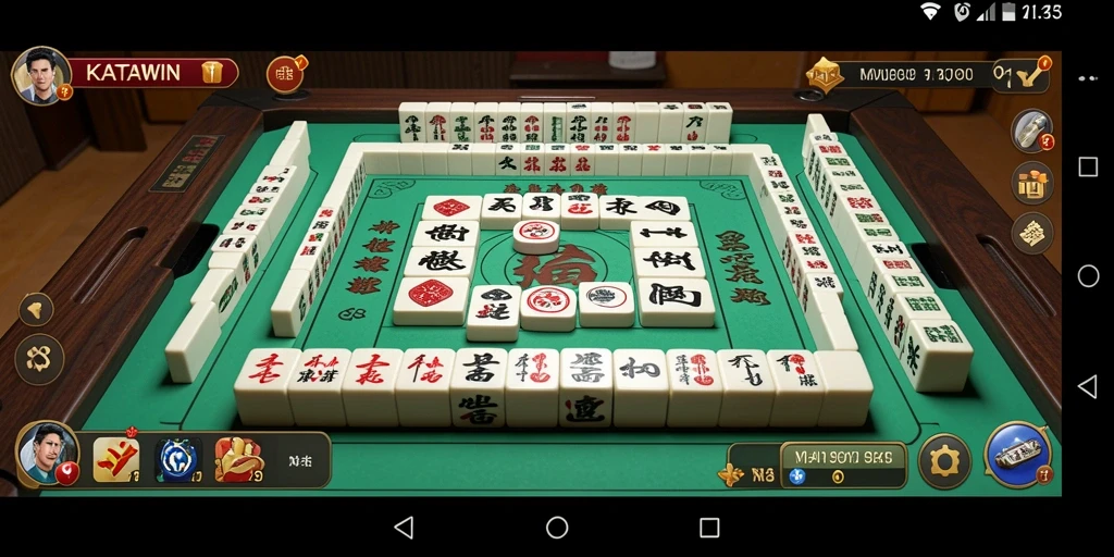 Tampilan menarik dari gameplay KATAWIN dengan desain ubin Mahjong.