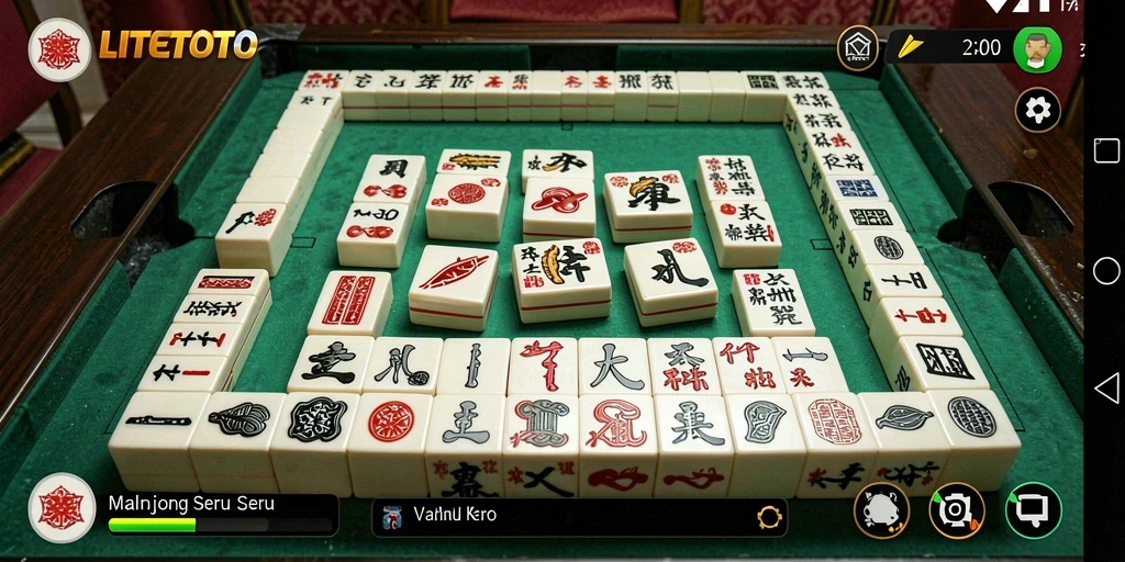 Screenshot gameplay LITETOTO menampilkan aksi seru dalam permainan Mahjong.
