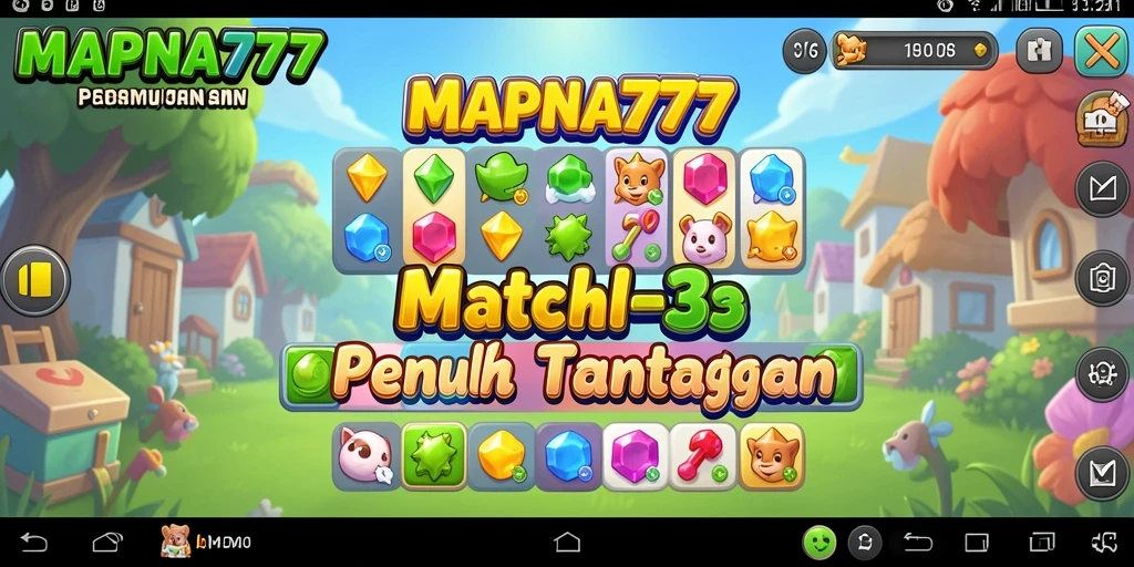 Tangkapan layar permainan MAPNA777 menampilkan momen seru match-3 yang menantang.