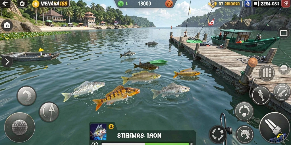 Screenshot MENARA188 menampilkan gameplay seru tembak ikan.
