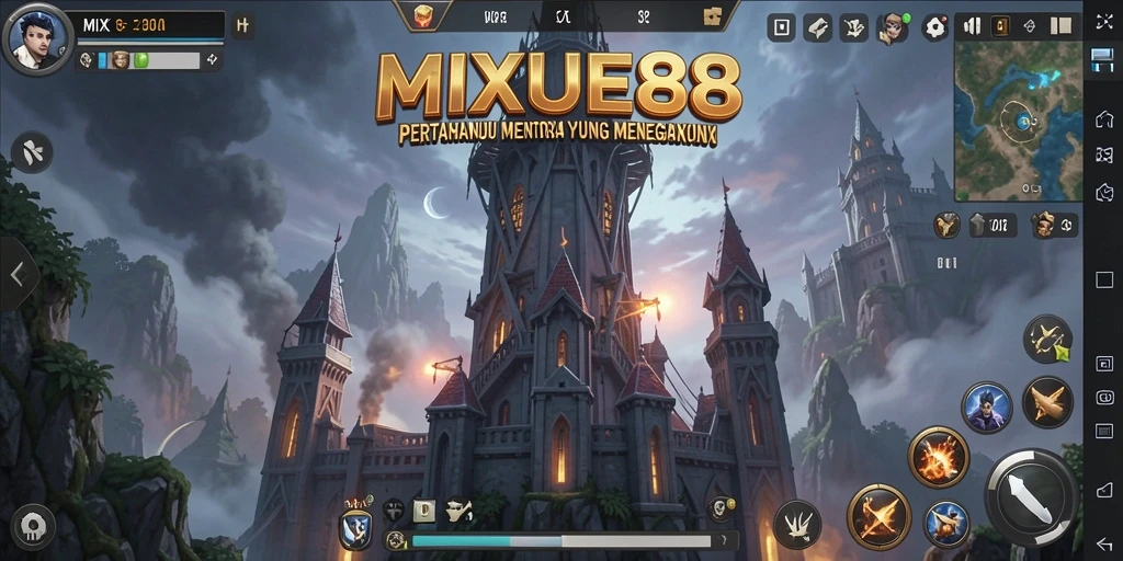 Tampilan gameplay menara yang strategis dan mendebarkan dalam MIXUE88.