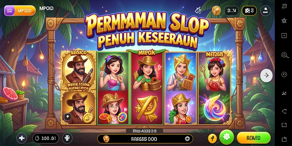 Screenshot gameplay MPOID menampilkan mesin slot yang menarik dan penuh warna.