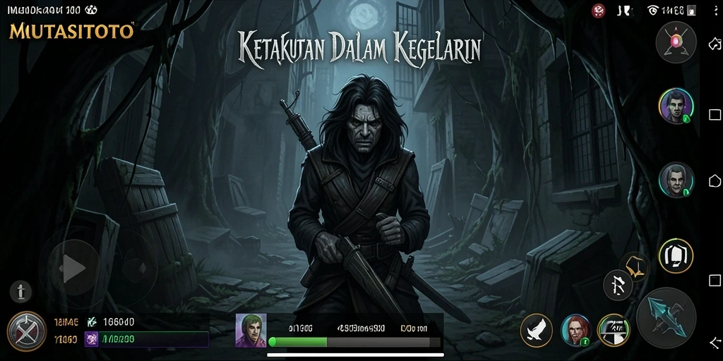 Screenshot gameplay menampilkan suasana mencekam dari MUTASITOTO.