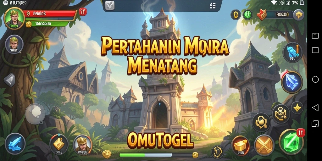 Tampilan gameplay menara pertahanan yang penuh aksi dan strategi.