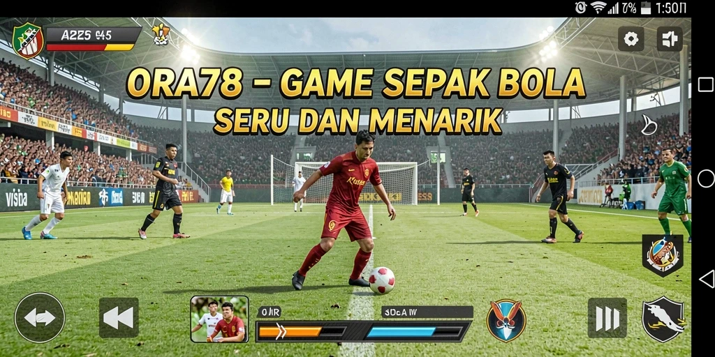 Tampilan gameplay seru di lapangan sepak bola ORA78.