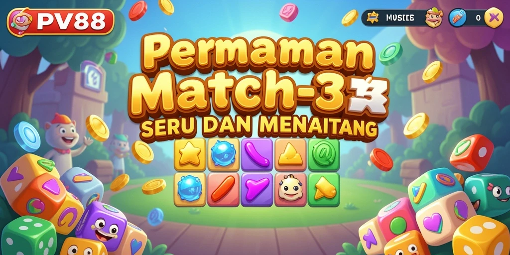 Tampilan gameplay PPV88 dengan tantangan Match-3 yang seru.