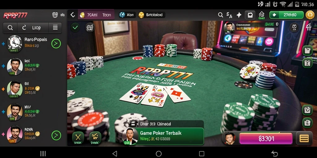 Tampilan gameplay menarik dari RPRP777 yang menunjukkan aksi Poker seru.