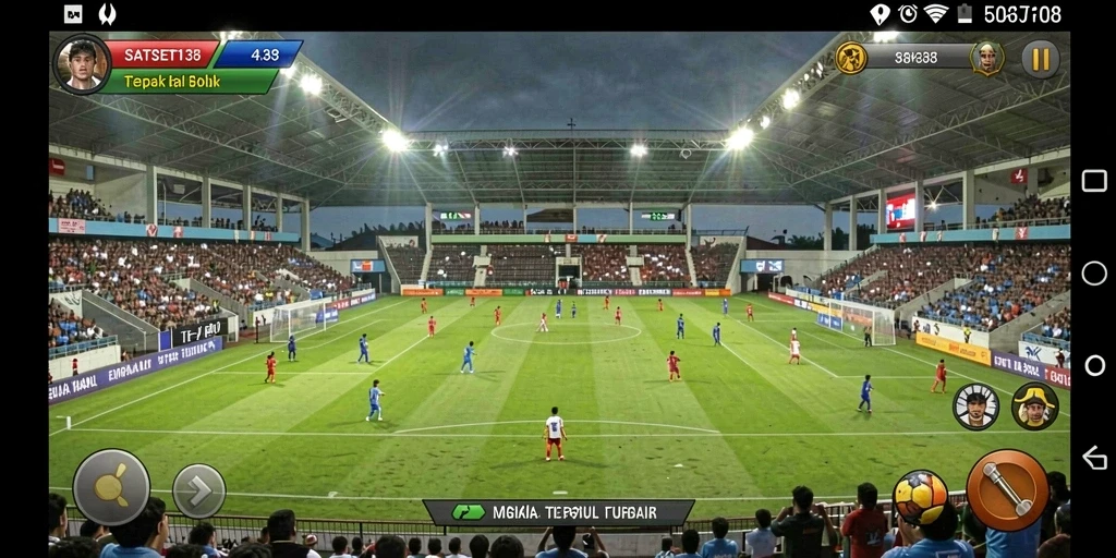 Tampilan gameplay menarik dari SATSET138 dengan aksi sepak bola yang intens.