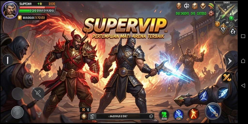Screenshot gameplay SUPERVIP yang menampilkan aksi seru di arena.