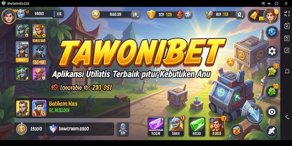 Tampilan aplikasi TAWONBET menunjukkan berbagai fitur utilitas yang berguna.
