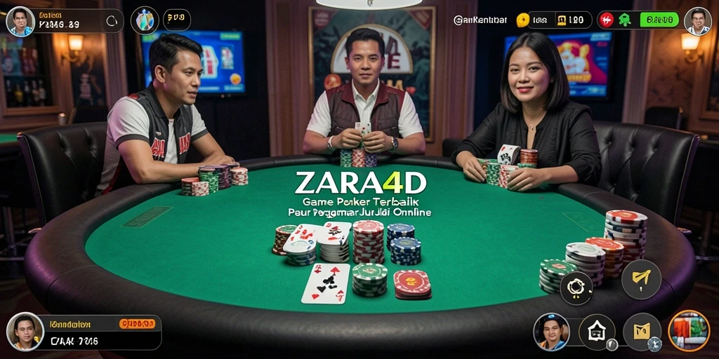 Screenshot ZARA4D menunjukkan gameplay poker yang mendebarkan dan interaktif.